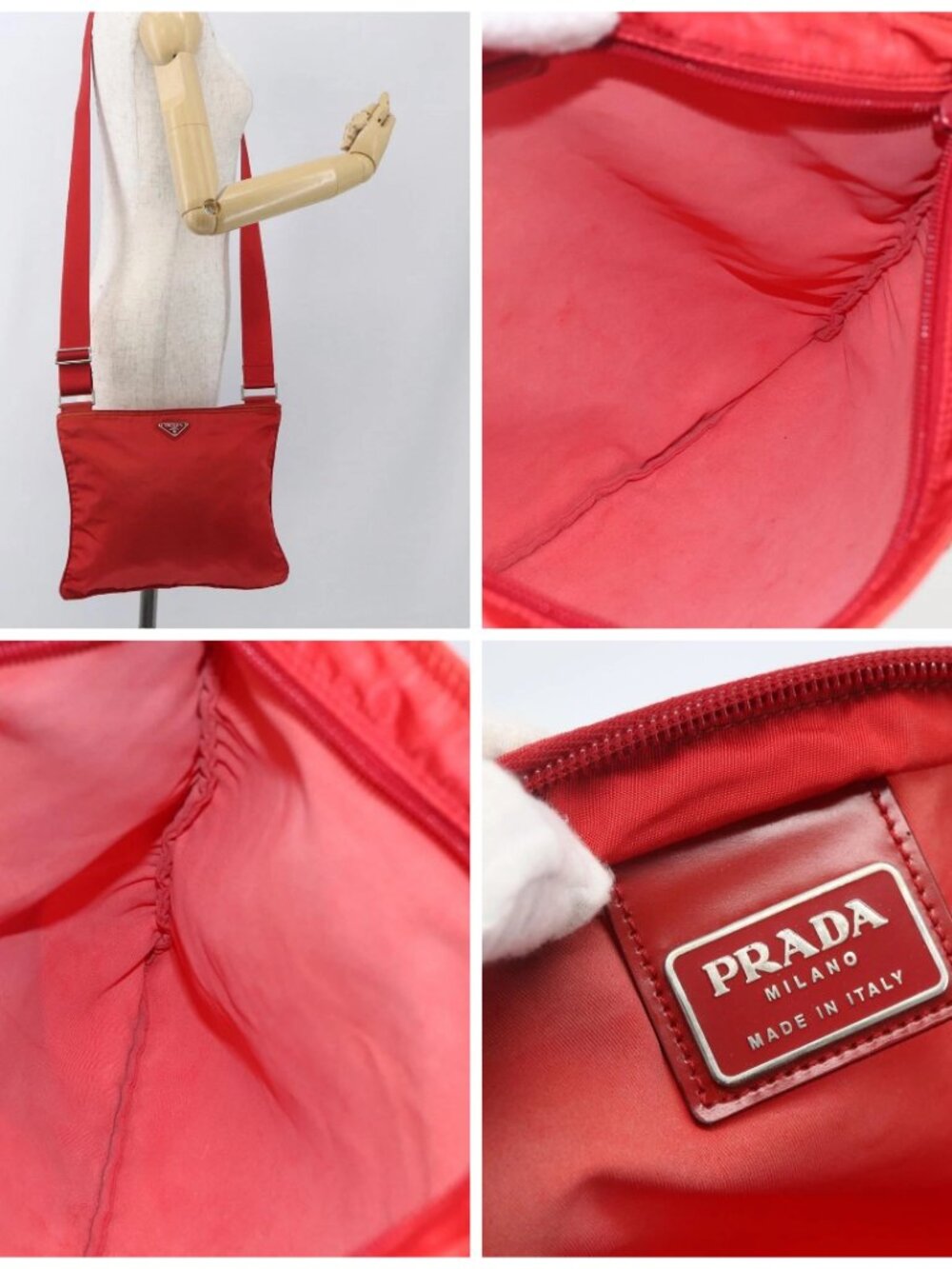 PRADA Shoulder Bag Nylon Red Silver Auth - Picture 16 of 16
